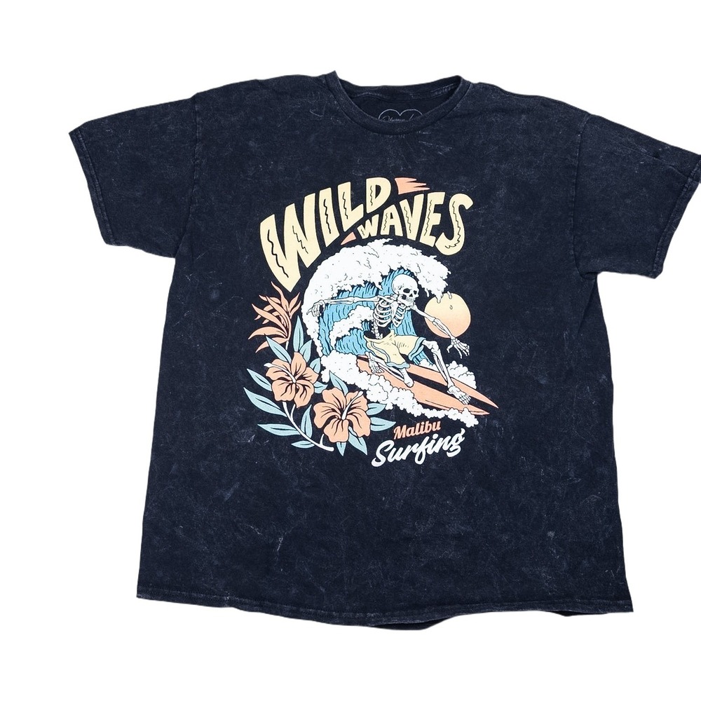 Obsessive Love Graphic Tee Men M Black Excellent Wild Waves Malibu Surfing Shirt